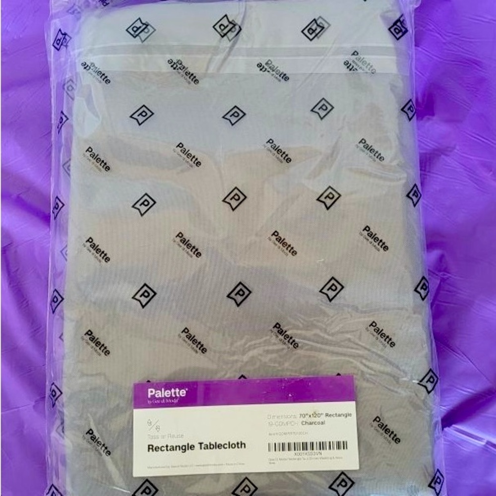 120”x 70” Rectangle Tablecloth by Gee Di Moda in Charcoal color/polyester.
